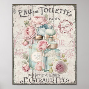 Garrafas de perfume do chique Poster de script fra