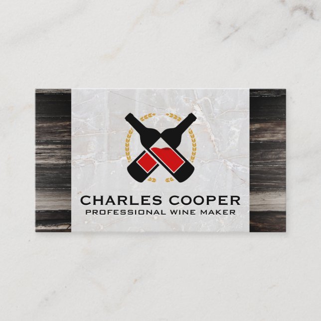Garrafas de vinho | Cartão de visita de mármore e  (Frente)
