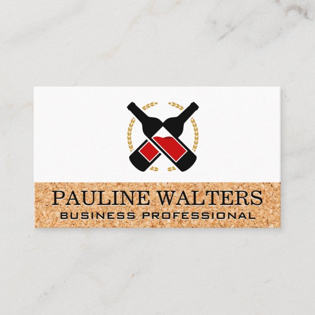 Garrafas de vinho e Cartão de visita de rolha (Frente)