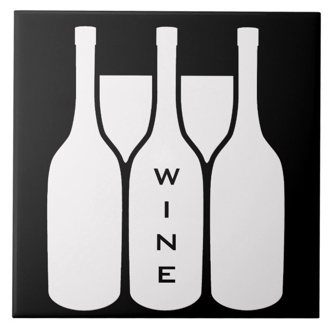 Garrafas de vinho e Óculos Design Azulejo cerâmico (Frente)