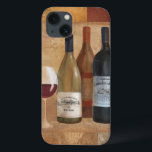 Garrafas de vinho e vidro de vinho<br><div class="desc">© Albena Hristova/Wild Apple. Uma imagem vintage das garrafas de vinho e um copo de vinho de meia cheio. Uma borda de azulejos coloridos da terra rodeia a imagem.</div>