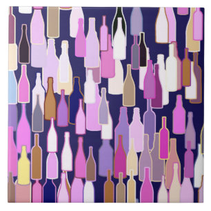Garrafas de vinho, multi cor, fundo azul escuro