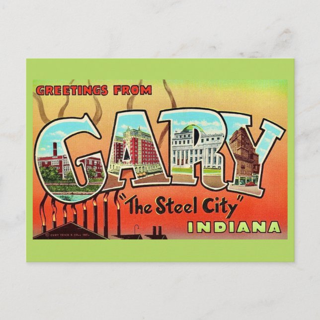 Gary Indiana - Cartão Postal da Cidade do Aço (Frente)