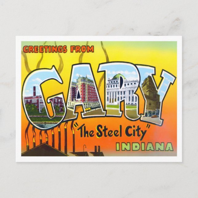 Gary, Indiana Vintage — Cartão Postal (Frente)