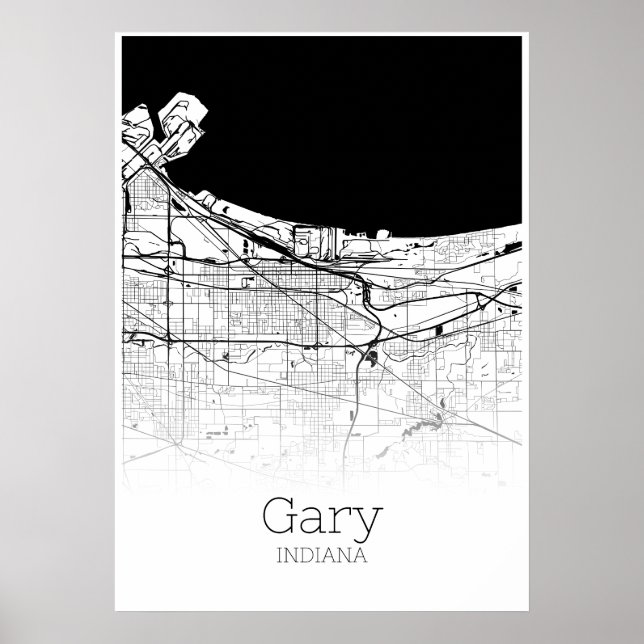 Gary Map - Indiana - Poster do mapa da cidade (Frente)