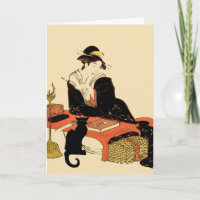 Gata Negra Japonesa, adicionar texto, Cartão