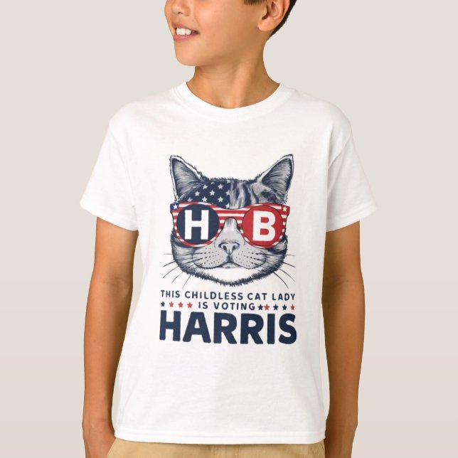 Gata Patriótica para a Camiseta Harris (Frente)