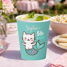 Gata Sereia Menina Aniversário Fofa Purrmaid Meowm