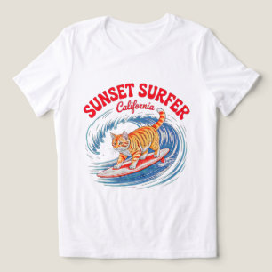 Gata Surfista de Verão - Estilo Retro Califórnia P