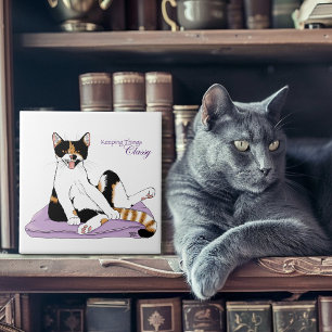 Gata Xícara Calico Roxa Esquisita e Sofisticada