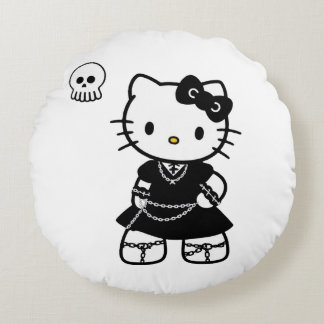 Gatinha Kawaii Gótica – Almofada Redonda de Estéti