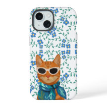 Gatinho Animal Elegante de Óculos de Sol com Flora
