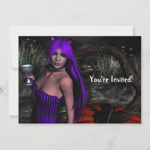 Gatinho bonito e Convite para o Dia das Bruxas de