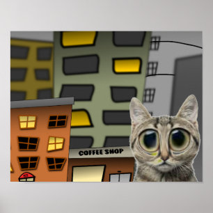 Gatinho bonito na cidade, impressão do poster