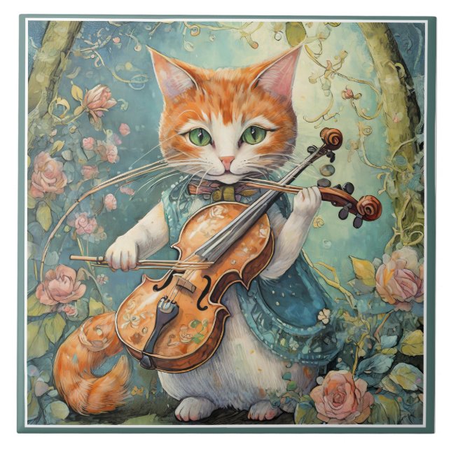 Gatinho bonito tocando violino (Frente)