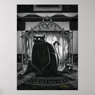 Gatinho Boo fica sentado no Poster