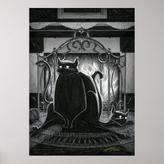 Gatinho Boo fica sentado no Poster