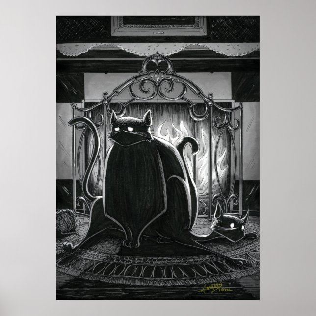 Gatinho Boo fica sentado no Poster (Frente)