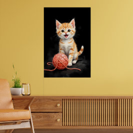 Gatinho Brincalhão com Impressão em Aquarela de Li