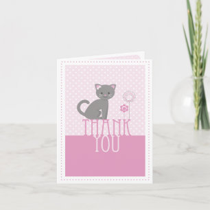 Gatinho - Cartões de agradecimentos rosa