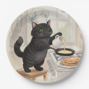 Gatinho Cozinha Gato Preto, Pratos de Papel