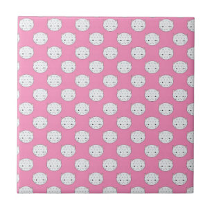 Gatinho de Bolinhas Rosa e Branco Padrão de Rosto