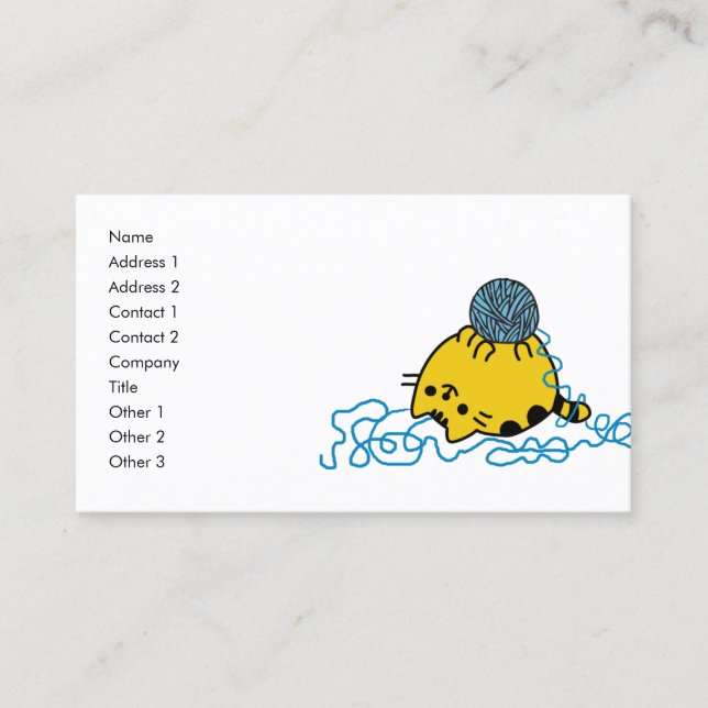 Gatinho De Cartoon Bonito Com Cartão De Nome De Bo (Frente)