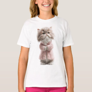 Gatinho de Crianças com Suéter Rosa Delicado