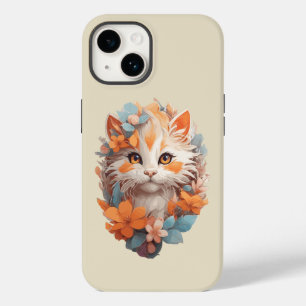 Gatinho de Floral Laranja Fofo