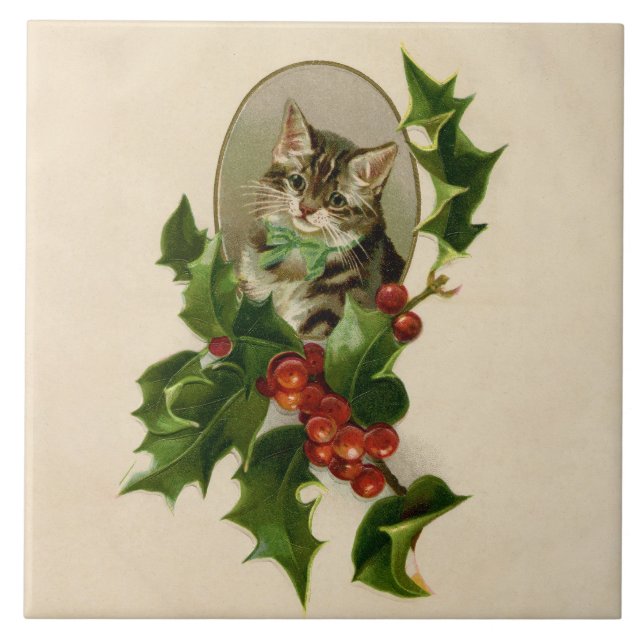 Gatinho de Natal Vitoriano em Tabby Antigo com Aze (Frente)