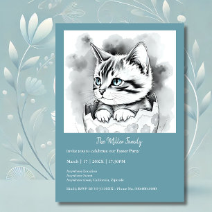 Gatinho de Páscoa branca em Floral Eggshell