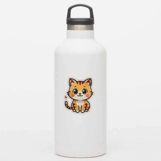 Gatinho de pelo laranja com sorriso – Adesivo Fofo (Garrafa d'água)