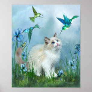 Gatinho de Ragdoll e poster da arte dos