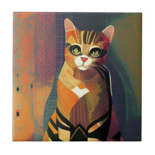 Gatinho de retrato de abstrato de mosaico de Cat m