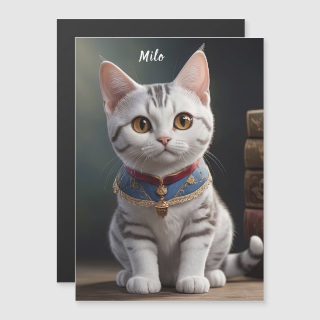 Gatinho de Shorthair Americano Bonito com Olhos Gr (Frente/Verso)