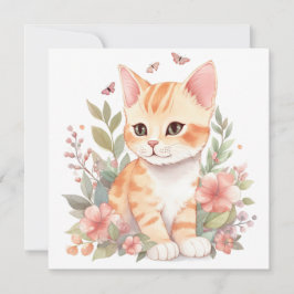 Gatinho de Tábua Laranja-Coca-Coluna com Flores Aq