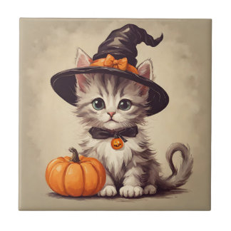 Gatinho de Vintage bonitinho no Halloween