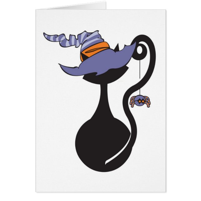 Gatinho de Witchy no cartão roxo do chapéu (Frente)