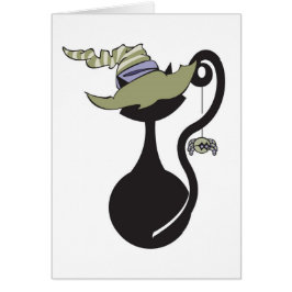 Gatinho de Witchy no cartão verde do chapéu