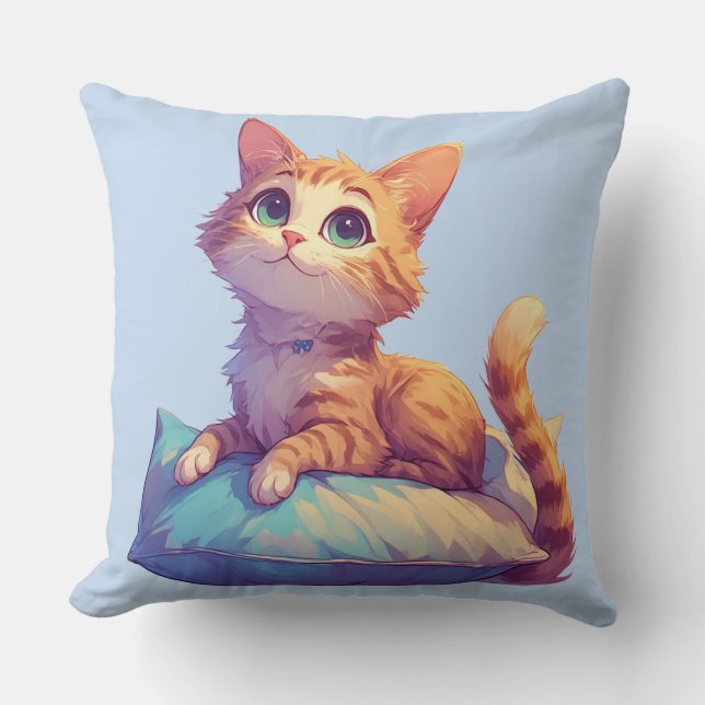Gatinho Descansando Sobre Almofada Para Fãs de Gat (Frente)