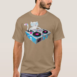 Gatinho DJ Camisa Engraçada Gato Teto Disco DJ Kit