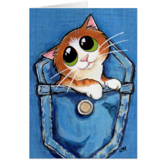 Gatinho do gengibre em um cartão da arte do bolso