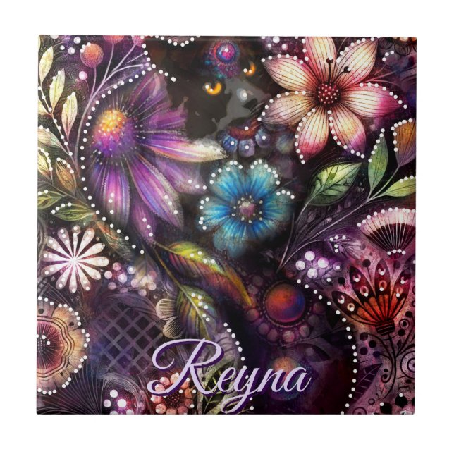 Gatinho Floral Abstrato Personalizado (Frente)