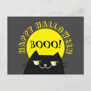 Gatinho Fofo Cartão Postal Feliz Halloween Assusta