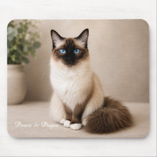 Gatinho Fofo de Olhos Azuis Mouse Pad | Patas & Pá