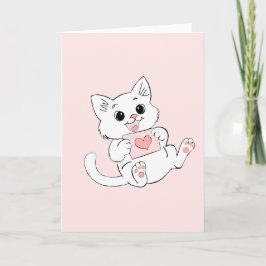 Gatinho Fofo e Brincalhão Segurando Cartão do Dia 