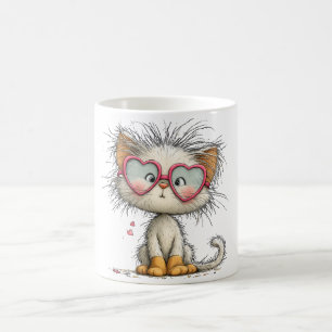 Gatinho fofo e carinhoso em caneca de café