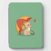 Gatinho Fofo Gato Vermelho Amarelo Guarda-chuva Qu