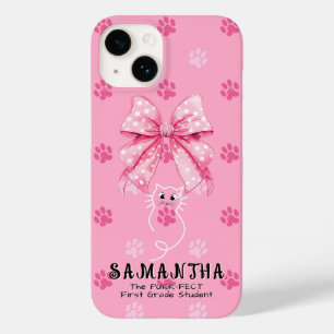 Gatinho Fofo Laço Coquete – Presente Escolar Rosa