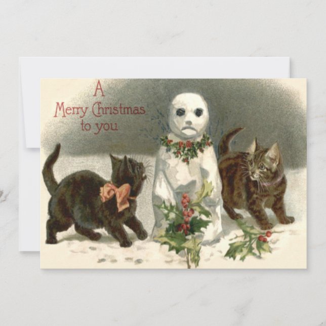 Gatinho Gato Curioso Boneco de Neve Coroa de Azevi (Frente)